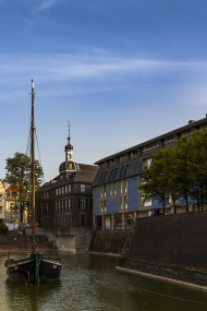 Stock Image: old harbor dusseldorf vertical