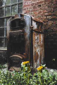 Stock Image: old rusty antique stove
