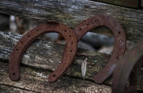 Stock Image: old rusty horseshoes