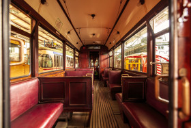 Stock Image: old tram - interior furnishings