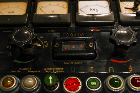 Stock Image: old vintage admin panel with colorful buttons