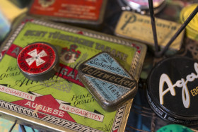 Stock Image: old vintage product boxes