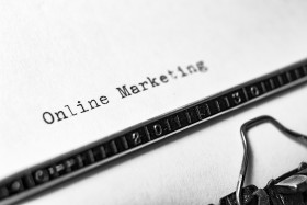 Stock Image: online marketing typewriter