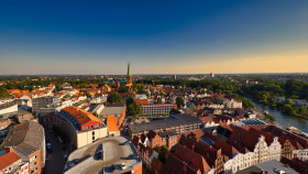 Stock Image: Panoramic view of Lubeck by Germany