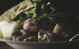 Stock Image: pasta with scampi and tomato