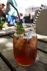 Stock Image: peach ice tea cocktail