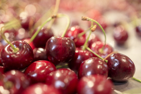 Stock Image: Pile of Cherries at the market