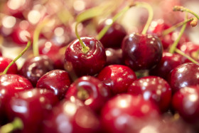 Stock Image: Pile of Cherries at the market