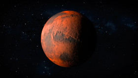 Stock Image: Planet Mars in Space Milky Way galaxy background