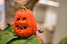Stock Image: Pumpkin with face halloween decoration