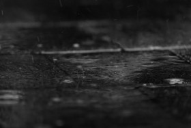 Stock Image: rain puddle black and white