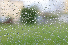 Stock Image: Raindrops on window pane