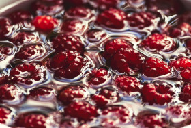 Stock Image: raspberries in water