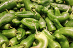 Stock Image: Raw Green Organic Melrose Peppers