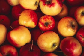 Stock Image: red and yellow apples from the market