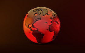 Stock Image: Red Earth Globe Global warming 3D illustration
