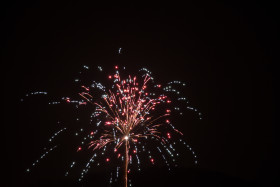 Stock Image: red fireworks