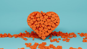 Stock Image: red hearts blue background