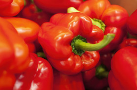Stock Image: red ripe sweet pepper background