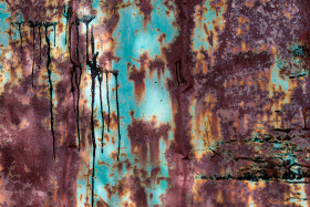 Stock Image: Red Rusty Metal Texture with Blue Colour