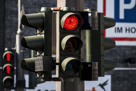 Stock Image: red traffic light