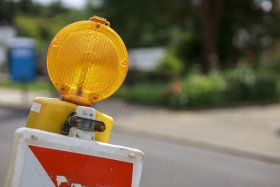 Stock Image: Road Warning Lamp or Barricade Light