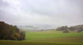 Stock Image: Rural landscape shrouded in fog