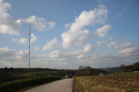 Stock Image: Rural Landscape Velbert Langenberg with transmitter mast