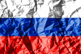 Stock Image: russia flag on crumpled paper