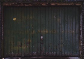 Stock Image: rusty garage door