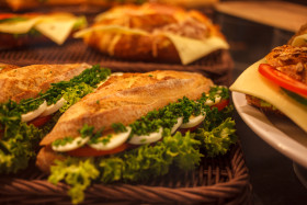 Stock Image: sandwich with tomato mozzarella