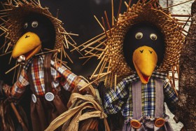 Stock Image: scarecrows ravens