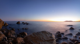 Stock Image: Seascape Sunset in Malaga Andalucia Spain