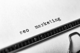 Stock Image: seo marketing typewriter