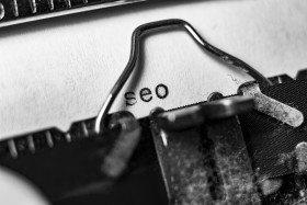 Stock Image: seo typewriter