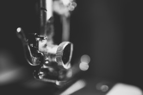 Stock Image: sewing machine needle head black and white