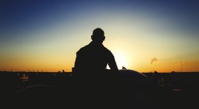 Stock Image: Man looking at city