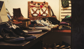 Stock Image: shoes on a flea market