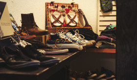 Stock Image: shoes on a flea market