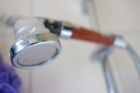 Stock Image: Shower head in bathroom