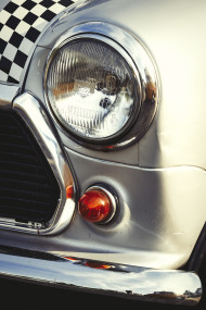 Stock Image: silver oldtimer mini frontlight