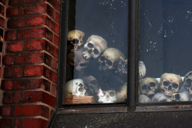 Stock Image: skulls in window