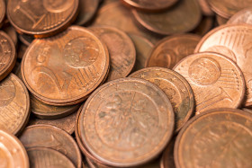 Stock Image: small change euro coins