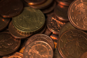 Stock Image: small change euro coins