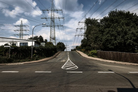 Stock Image: small city intersection