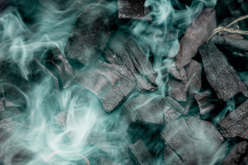 Stock Image: Smoking charcoal