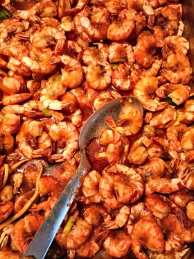 Stock Image: Spicy Garlic Shrimp in a Red Sauce