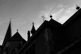 Stock Image: st josephs church wuppertal elberfeld black and white