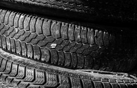 Stock Image: stack of old used car tires