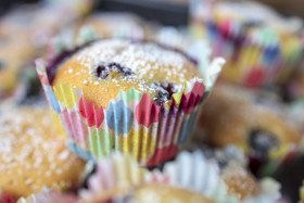 Stock Image: Stacked Blueberry Muffins